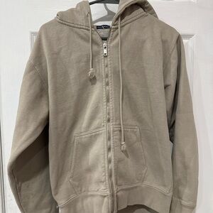 Brandy Melville Beige Zip-Up Hoodie